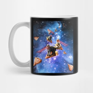 Space Laser Eye Cat Riding Pizza, Galaxy Cats Mug